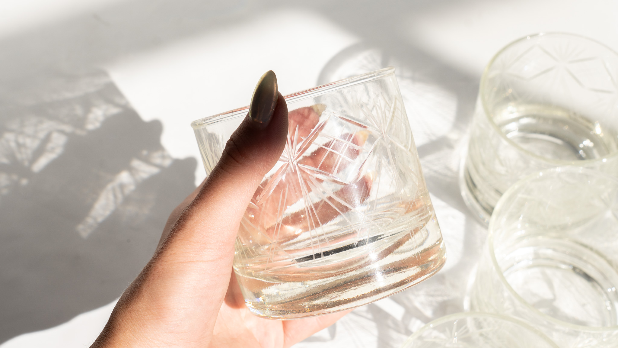 Juego de 6  Vasos Whisky Cristal Tallado con Patrones Geométricos